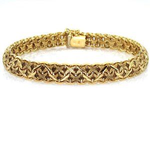 14K Gold Italy Heavy X Link Chain Bracelet